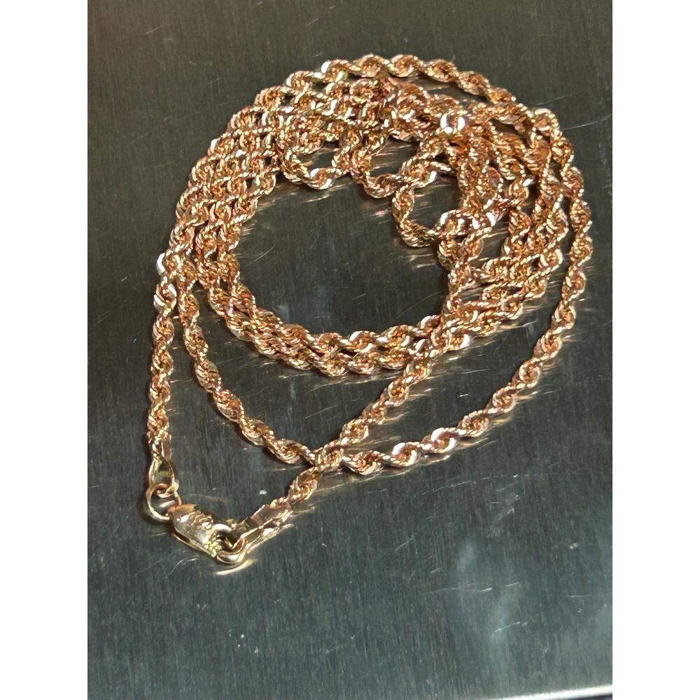 Vintage Michael Anthony 14k solid gold rose gold twisted chain 19” fine jewelry